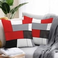 thumbnail image 2 of Red Grey Geometric Throw Pillow Covers 18x18 Inch Set of 2, Modern Black White Abstract Art Waterproof Outdoor Pillow Covers, Decorative Cushion Pillowcases for Couch, Sofa, Bed, Garden, Patio, 2 of 9
