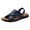Blue, variant on Men's Home Slippers Leather Open Toe Slides 2026 Footwear Round Slip on Beach Shoes Adjustable Ankle Strap Lightweight Sandals Dark Size 8