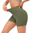 thumbnail image 5 of Womens Biker Shorts with Pockets, 5 Inch High Waisted Tummy Control Spandex Yoga Workout Shorts, 5 of 6