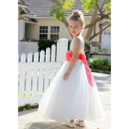 

Ekidsbridal Ivory V-Back Lace Edge Junior Flower Girl Dress Wedding Tulle Junior Pageant Gown for Toddlers 183T 6
