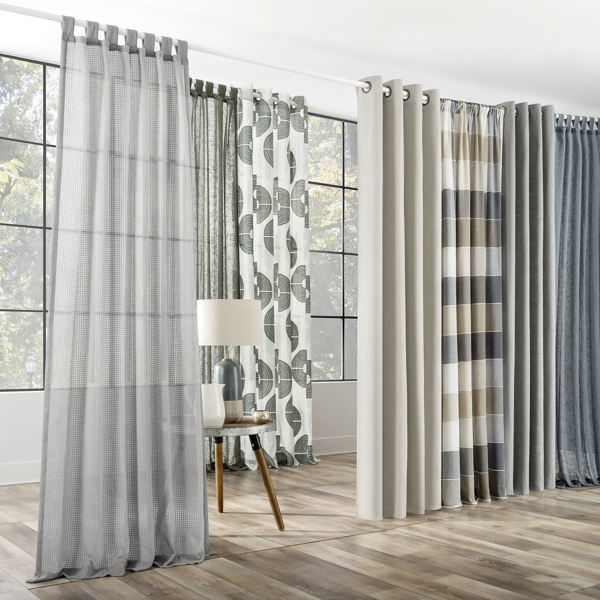 Archaeo Textured Linen Blend Total Blackout Grommet Top Curtain, 50"W X 96"L, Gray