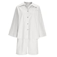 thumbnail image 5 of Kaemgyyd Womens Cotton Linen Set Summer 2 Piece Outfit Fashion Oversized Button down Shirts Wide Leg Shorts Set for Beach Vaction, 5 of 7