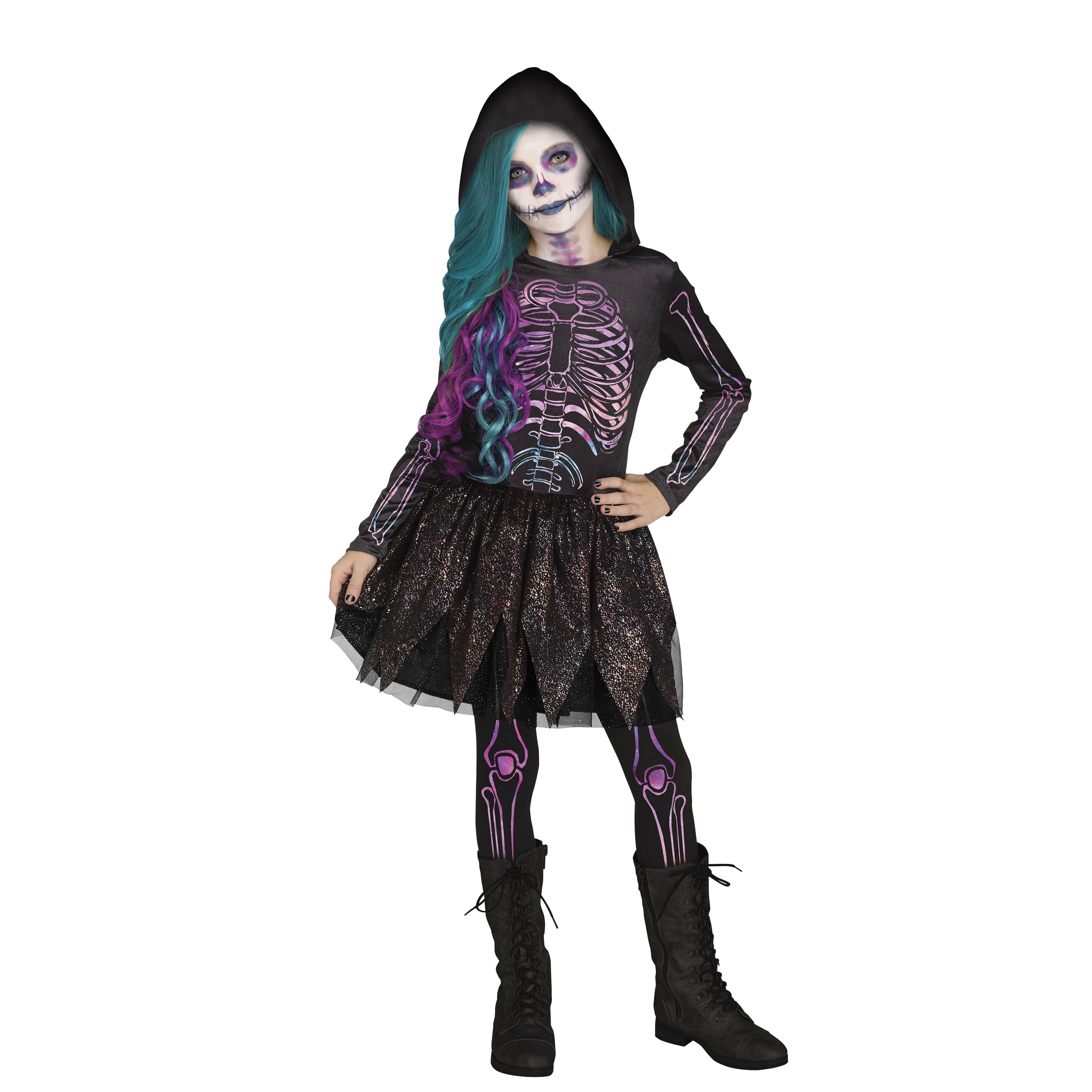 Children's Printed Skeleton Halloween Fancy Dress with Hat Ages 0-3 to 5-6 