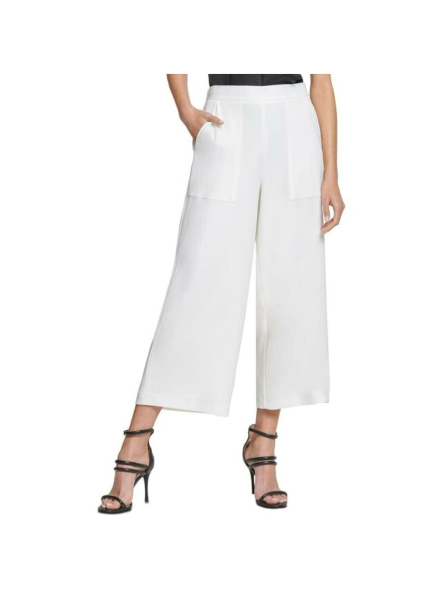 DKNY Womens Knit Wide Leg Cropped Pants 