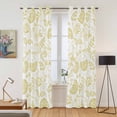 thumbnail image 2 of Boho Yellow Floral Kitchen Curtains 96 Inch Length, Vintage Farmhouse Paisley Plant Leaf Grommet Top Bedroom Living Room Curtains, Light Filtering Cafe Curtain Drapes 2 Panels Set 104''x96'', 2 of 9