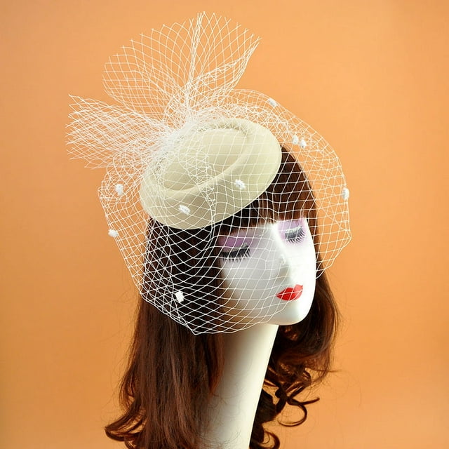 Sombrero de copa pequeño con velo negro, estilo retro, de lana, para cenas, fiestas, tocados, sombreros para mujer, combinables con todo, para fotografía de escenario
