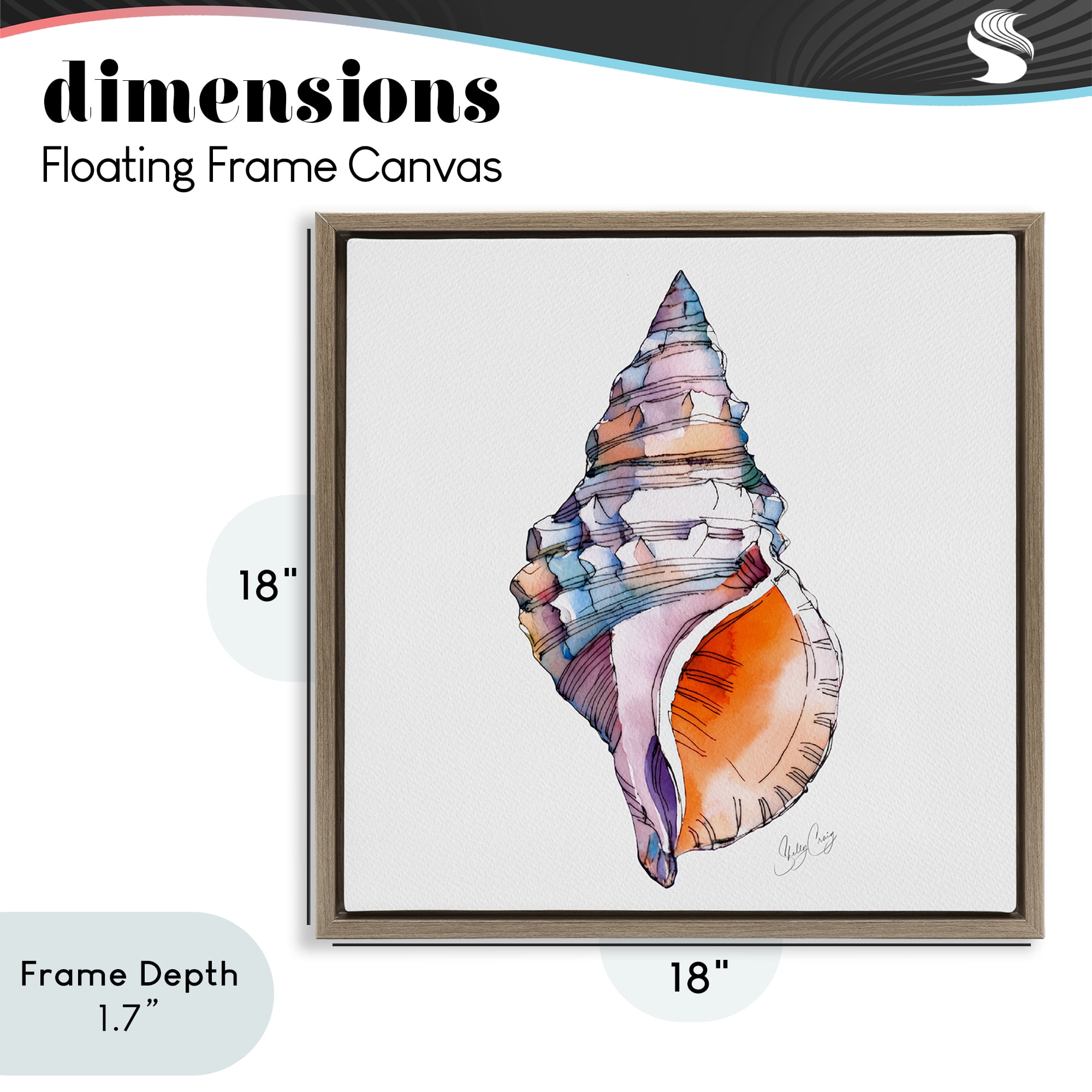Stupell Industries Sunrise Conch Shell Brown Framed Floater Canvas Wall Art, design by Shelly Craig
