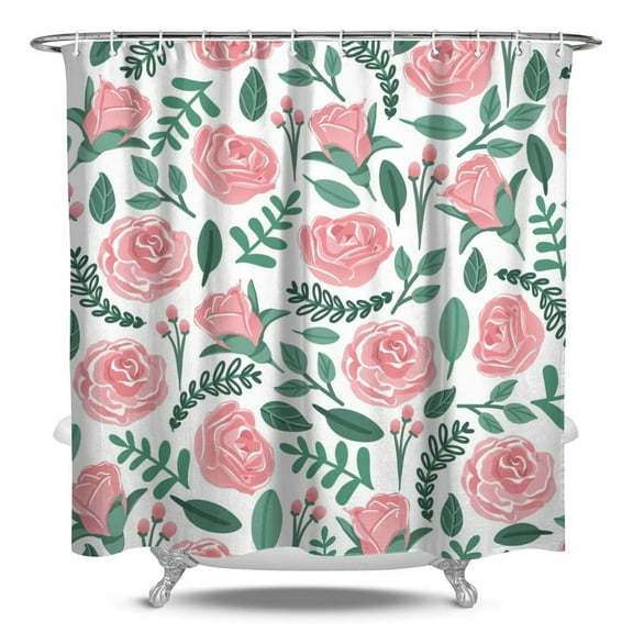 Waterproof Pioneer Shower Curtain 84x72 Inch Polyester Unique Colorful Floral Shower Curtain for Bathroom Hotel Home Decor with 12 Plastic Hooks