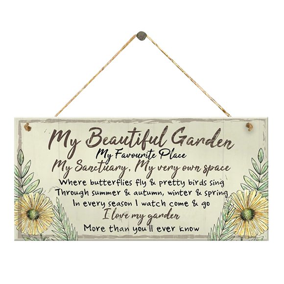 Less Than 5 Hangs Garden Sign Hanging Wall Art Decor Funny Garden Wooden Sign Sign Home Decor