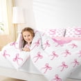 thumbnail image 3 of Erosebridal Bow Letter S Queen Comforter Set for Girls, Pink Watercolor Ribbon Bedding Comforter Set, Pink Reversible, 3 Pieces, 3 of 6