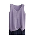 thumbnail image 2 of Plus Size Tank Tops for Women Sleeveless V-Neck Casual Oversize Solid Color Blouse Tank Purple XXXXL, 2 of 3