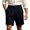 thumbnail image 2 of hlysgo Men's Relaxed Straight Pleated shorts Business Work Golf Dress Shorts Casual Summer Stretch Flat Front Shorts with Pockets Navy,XL, 2 of 6