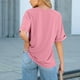 thumbnail image 5 of Sudaderas con capucha cómodas,Blusa informal de manga corta para mujer, cuello redondo, bolsillo, mezcla de poliéster y elastano, ajuste suave y cómodo, ideal para uso diario en casa, sopatenor, 5 of 8