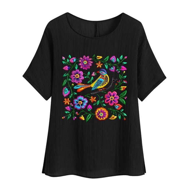 Tnhcen Chemise d'Été Vintage à Manches Courtes Col Rond – Coupe Ample en Coton Lin Style Rétro Basique P-2TG