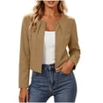 thumbnail image 2 of Vmvidoty Long Sleeve Shrug Top for Women's Collarless Pleated Open Front Cropped Cardigan Khaki S, 2 of 6