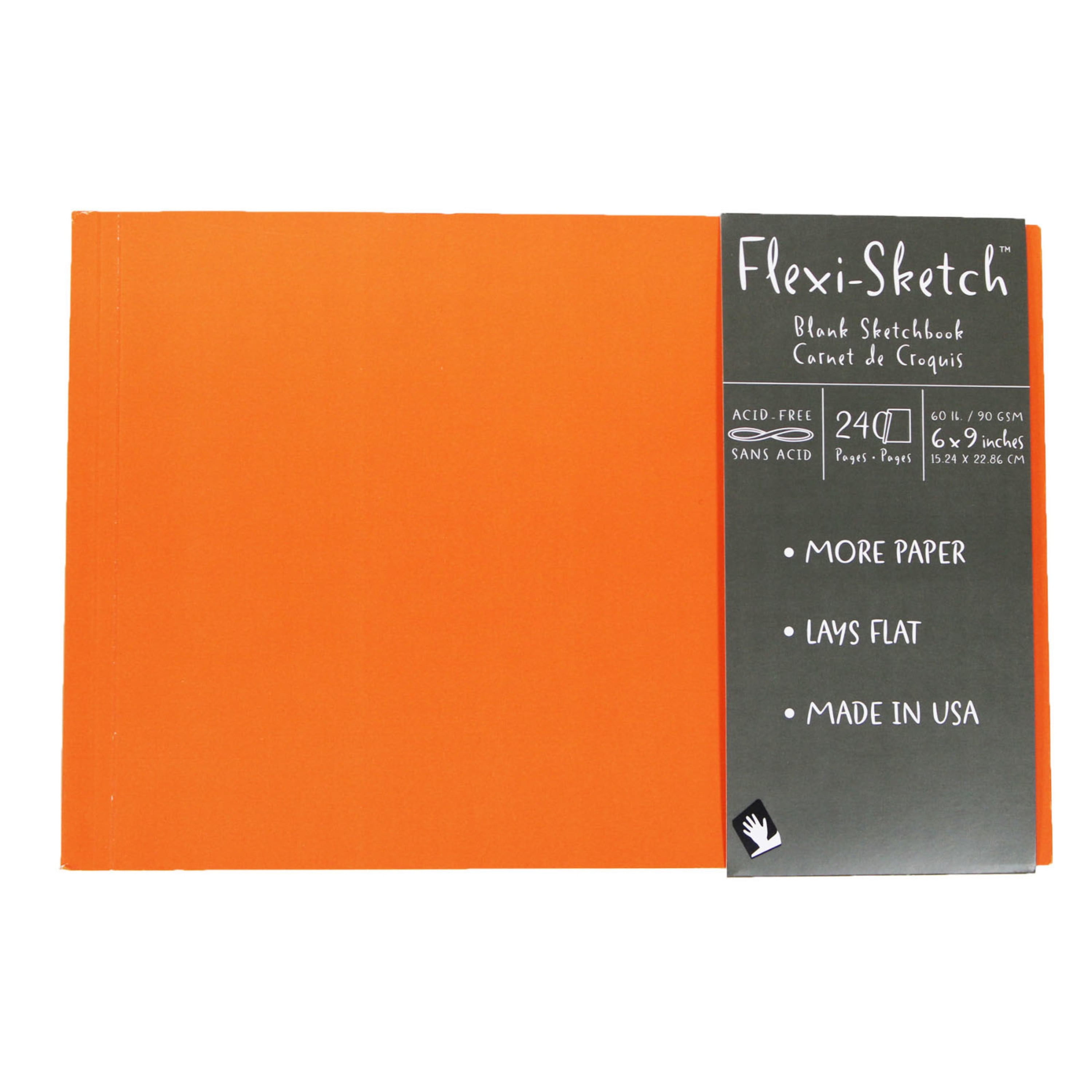 Global Art Flexi-Sketch Sketch Book, 6in x 9in Mandarin (Landscape), 120/Sheets