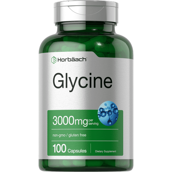 Glycine 3000mg Supplement | 100 Powder Capsules | Non-GMO, Gluten Free | by Horbäach