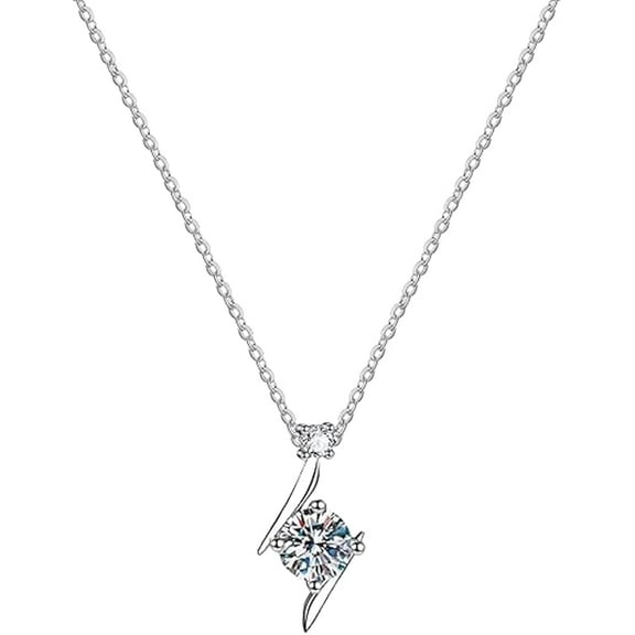 1CT Lab Grown Diamond Pendant Necklace, F-G Color VVS1 Clarity, 14K White Gold Over Pendant & Chain