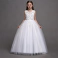 thumbnail image 6 of hengsof Girls Fashion Floral Print Solid Sleeveless Round Neck Mesh Dress Sweet Flower Girl Formal Gown for Wedding Party 4-14 Years, 6 of 8