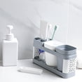 thumbnail image 1 of Toothbrush Holder Stand Plastic Cup Set Shelf Bathroom Toothpaste Storage Rack, 1 of 6