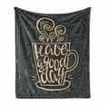 thumbnail image 1 of Saying Soft Flannel Fleece Throw Blanket, Have a Day Positive Message Lettering in Cup of Coffee with Hearts and Swirls, Cozy Plush for Indoor and Outdoor Use, 60" x 80", Multicolor, by Ambesonne, 1 of 6