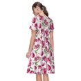 thumbnail image 2 of Bixox Women's Short Sleeve Summer Dress Loose Swing Knee Length Dresses with Pockets-Lilies Flowers, 2 of 7