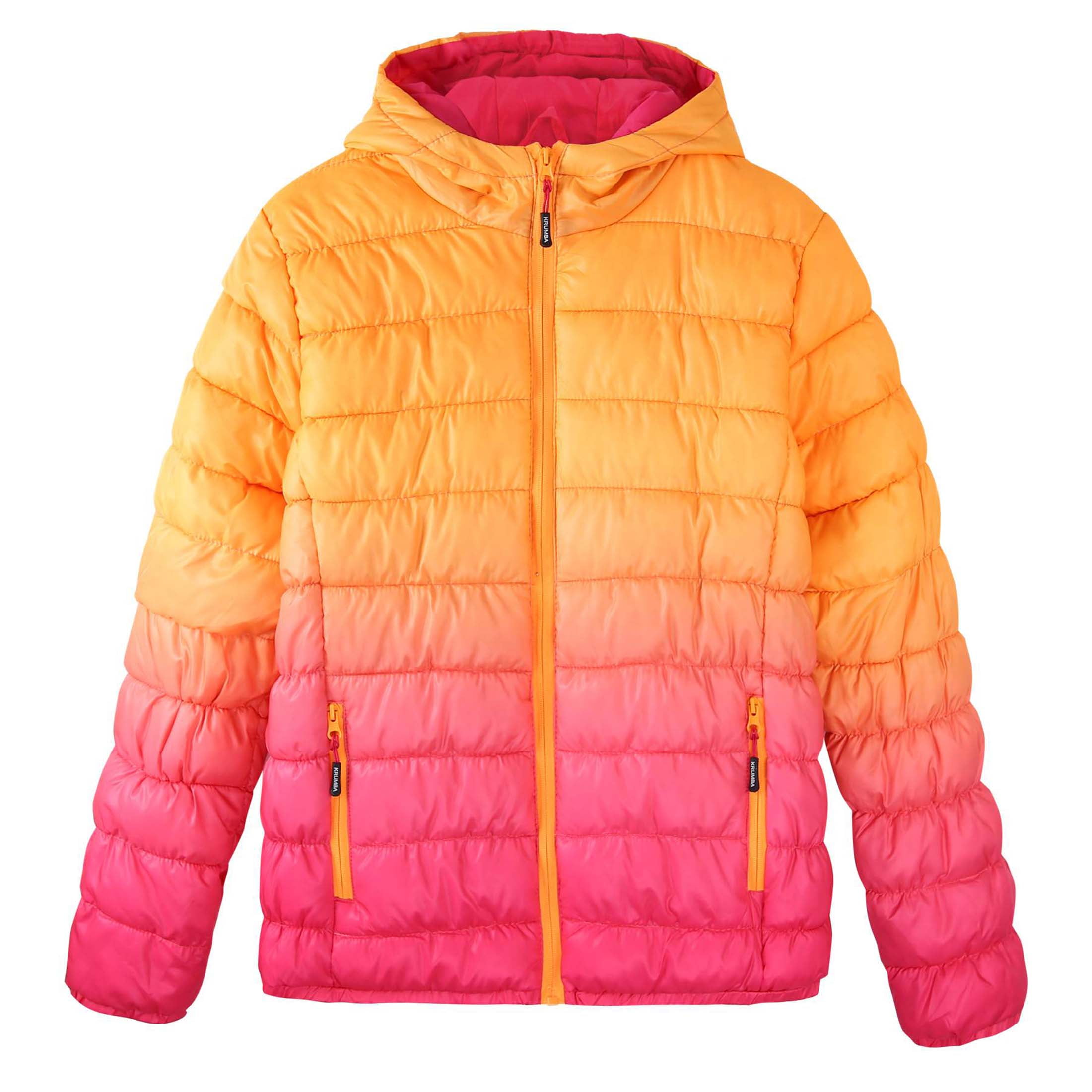 Krumba Girl's Zip Off Gradient Water Resistant Puffer Jacket Pink 158 ...