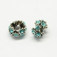 thumbnail image 2 of SNNROO Alloy Rhinestone European Beads  Large Hole Beads  Rondelle  Platinum Metal Color  Topaz  11x6mm  Hole  5mm, 2 of 2