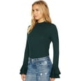 thumbnail image 2 of 1.STATE Womens Bell Sleeve Knit Blouse, Green, Small, 2 of 3