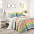 thumbnail image 1 of Royal Empire Quilt Azul / Coral Juego de 3 piezas King Lush Decor 16T004631, 1 of 2