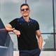thumbnail image 4 of Fotbe Black Blue Glitter Sparkles Camiseta Polo de Golf para Hombre con Estampado – Camisa Deportiva Transpirable con Cuello Abotonado-Medium, 4 of 6