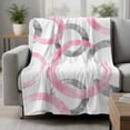 thumbnail image 2 of Pink Grey Blanket Soft Cozy Warm Throw Blanket for Couch, Plush Fuzzy Flannel Fleece Blankets for Sofa, Geometric Circle Modern Abstract Simple Art Bed Blankets Lightweight Gifts for Women, 50"x60", 2 of 9