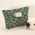 thumbnail image 2 of Bolsa de maquillaje floral, bolsa de maquillaje de gran capacidad, bolsa de cosméticos, bolsas de cosméticos para mujeres para monedero, fundas, lápices labiales, pinceles, verde, 2 of 7