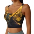 thumbnail image 2 of Balery Elegant Gold Leaf Peacock Sujetadores deportivos con espalda cruzada para mujer, acolchados, sin costuras, de alto impacto, ideales para yoga, gimnasio, entrenamiento y fitness.-Medium, 2 of 8