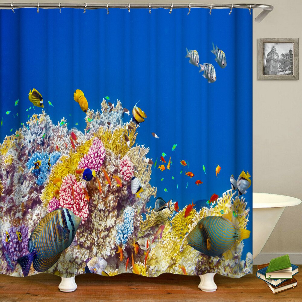 Ocean Dolphin Sea Fish Bathroom Curtains Shower Curtains 3d Printed Home Decor With Hooks