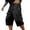 Black, variant on Venzia Men Drawstring Elastic Waist Cargo Capri Shorts Zipper Pocket Sport Shorts
