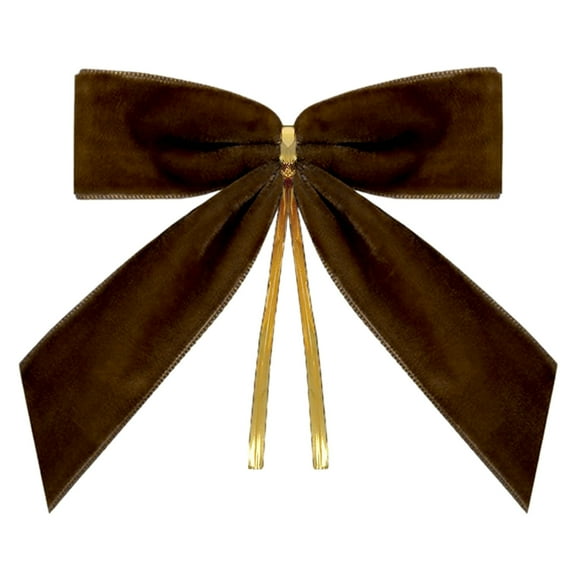 24Pcs Dark Brown Velvet Christmas Bows, Mini 3.5 Inch Bows for Gift Wrapping, Tree Wreath, Craft Party Decoration, Holiday Home Decor