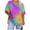 Yellow, variant on Plus Size Womens Ombre Print Tops V Neck Short Sleeve Blouses Casual Loose Tunic Summer Tees