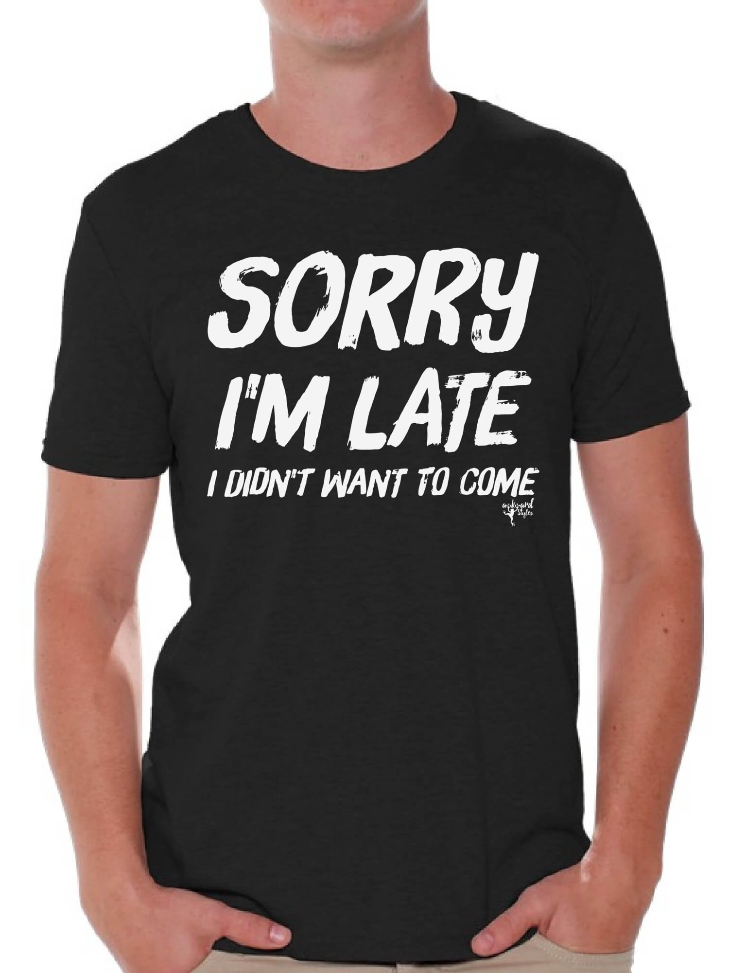 Awkward Styles Men's Humor Shirts Mens Humor Graphic Tees I'm Late Lazy ...
