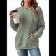 thumbnail image 2 of Sudadera Informal con Capucha y Bolsillo Frontal de Larga con Cordón para Mujer Verde XL, 2 of 10