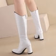 thumbnail image 5 of Ketyyh-chn99 Boots for Women Fashion Knee High Round Toe High Heel Platform Boots White,40, 5 of 5