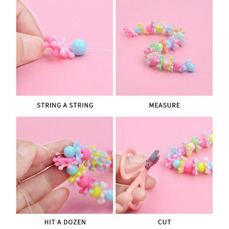 24 Grid Acrylic Beads for Bracelets Jewelry Making Aesthetic for Girls  Charm Bracelet Making Kit Beads Assortments Pink Set Gift for Teen Girls