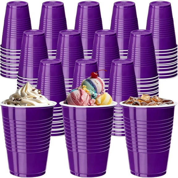 Artrylin 50Pcs 16 oz / 500 ml Graduation Plastic Party Cups Disposable Heavy Duty Drinking Water Cups for Wedding New Year Baby Shower Festival Picnics Barbecues Supplies(Purple)