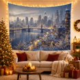 thumbnail image 3 of Indigo Winter Cityscape Across a Snowy River, Mystical Digital Art for Architecture Fans, Night Skyline Decor, Christmas Gift, Tapestry Wall Hanging for Studio and Den, 3 of 7