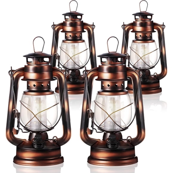 Hortsun 12 Pcs Lanterne Ouragan Vintage de 8 Pouces à DEL 12 DEL Chaudes et Interrupteur à Variateur à Piles Lanterne Suspendue pour Agriculteurs pour Usage Intérieur Extérieur Camping Déco
