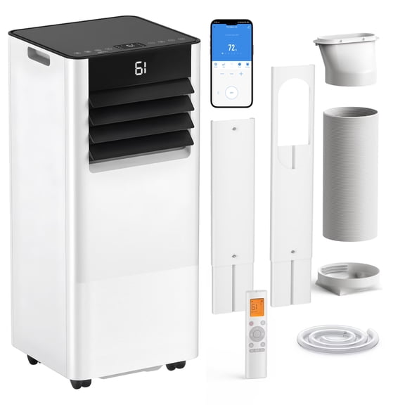 SIMZLIFE 10000 BTU Portable Air Conditioner with WIFI and Remote Control,Small AC Unit with Dehumidifier and Fan for Rooms up to 550 Sq. Ft., White