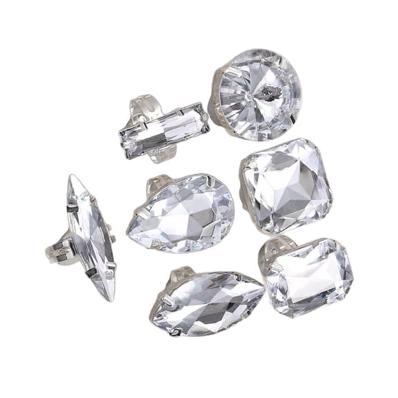 WINDLAND 7 Piece Shimmering Cubic Zirconia Statement Rings Set Elegant Evening Finger Jewelry Stylish Anniversary Gifts