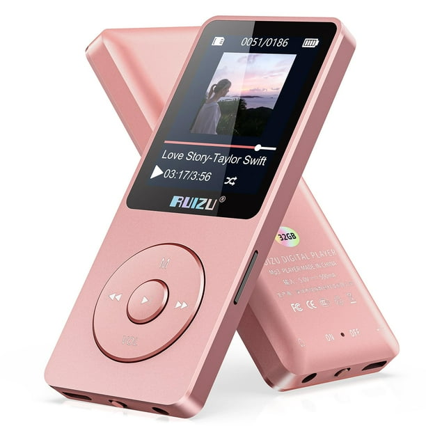 Reproductor MP3 RUIZU de 32 GB con Bluetooth 5.3, pantalla de 1,8 pulgadas, 80 h de reproducción