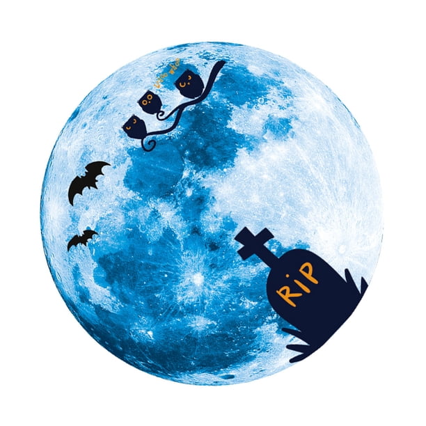 Inteprter Pegatina de pared decoración de Halloween Luna ventana calcomanía luminosa 3D papel tapiz autoadhesivo para decoración de fiesta en casa Kits de decoración para fiestas ROTURA Inteprter HA007412-02