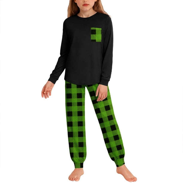 Conjuntos de blusa y camisa de manga larga con cuello redondo para niños y niñas de 5 a 14 años. Conjunto de top y pantalón con mangas estampadas.